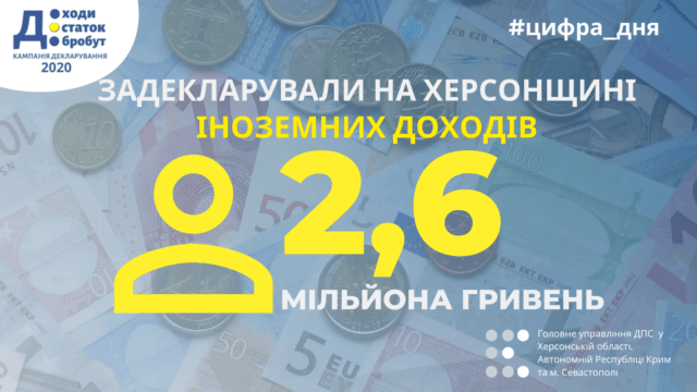 На Херсонщине задекларировали 2,6 миллиона гривен иностранных доходов