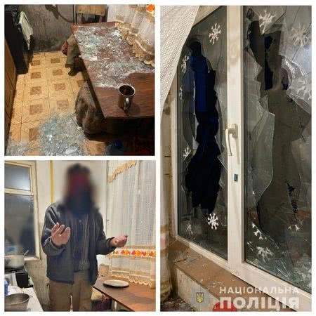 В Херсоне местный житель во время семейного конфликта выбил окна в доме. С ним разбиралась полиция