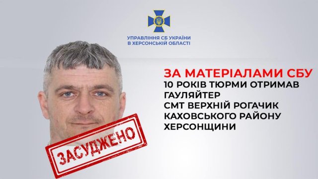 За матеріалами СБУ 10 років ув’язнення заочно отримав гауляйтер смт Верхній Рогачик на Херсонщини