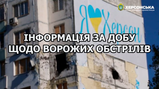 Херсон  за минулу добу було обстріляно 20 разів, один чоловік загинув, ще 4 людей зазнали поранень, - МВА