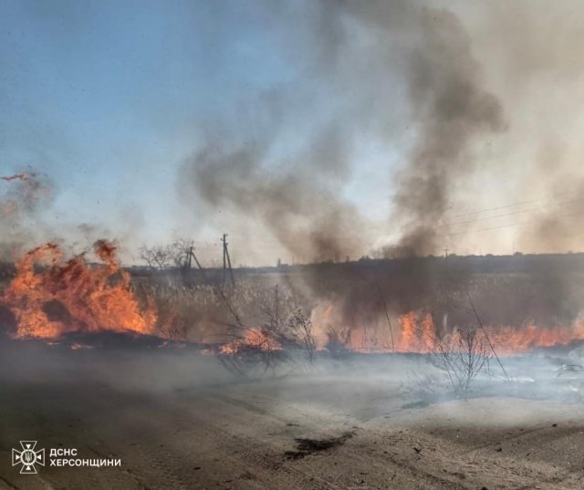 Впродовж доби на Херсонщині ліквідовано 6 пожеж в екосистемах, дві з яких виникли через ворожі обстріли