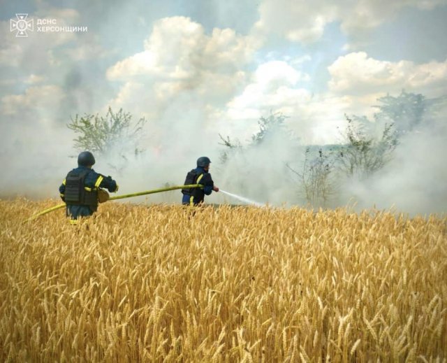 На Херсонщині через російський обстріл горіло поле пшениці