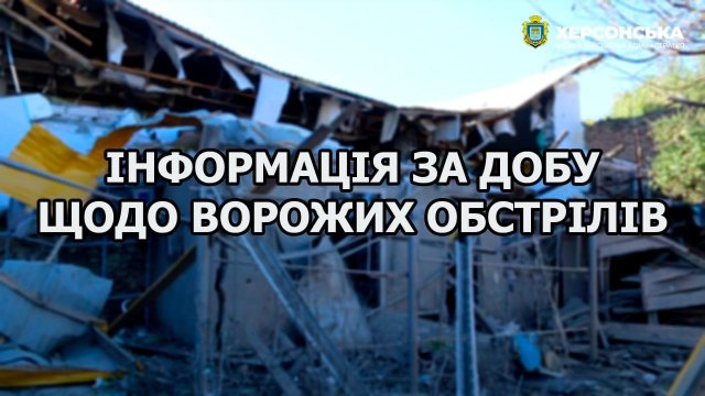 Внаслідок російських обстрілів Херсона за минулу добу двоє людей отримали поранення