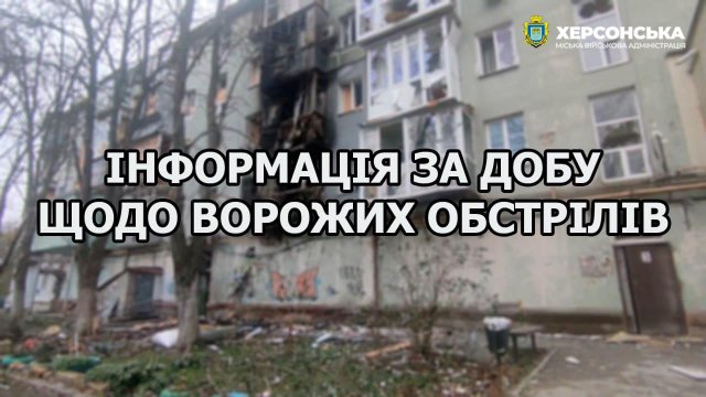 Внаслідок ворожих обстрілів Херсона за минулу добу 8 людей отримали поранення