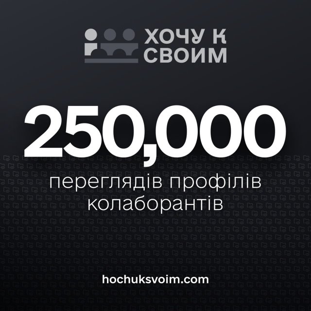 Користувачі сайту hochuksvoim.com переглянули сторінки з профілями колаборантів 250 000 разів