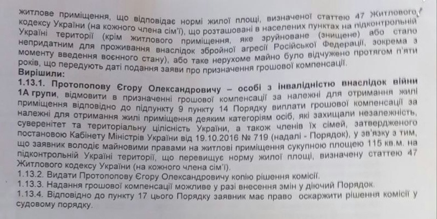 Витяг з протоколу засідання комісії